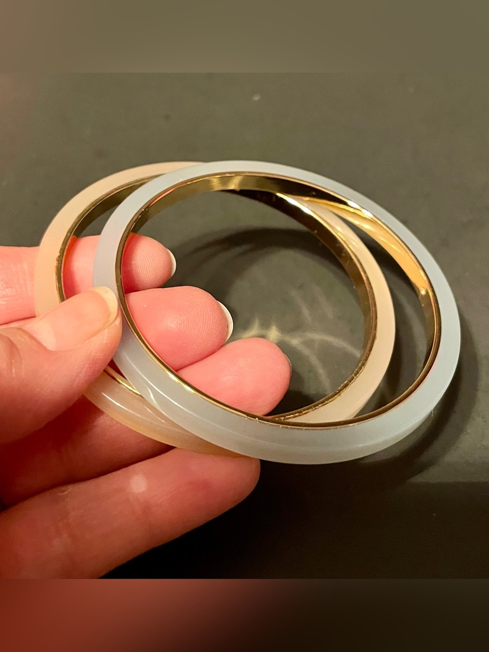 J. Crew Gold Tone Resin Trim Bangle Bracelets - Women Jewelry